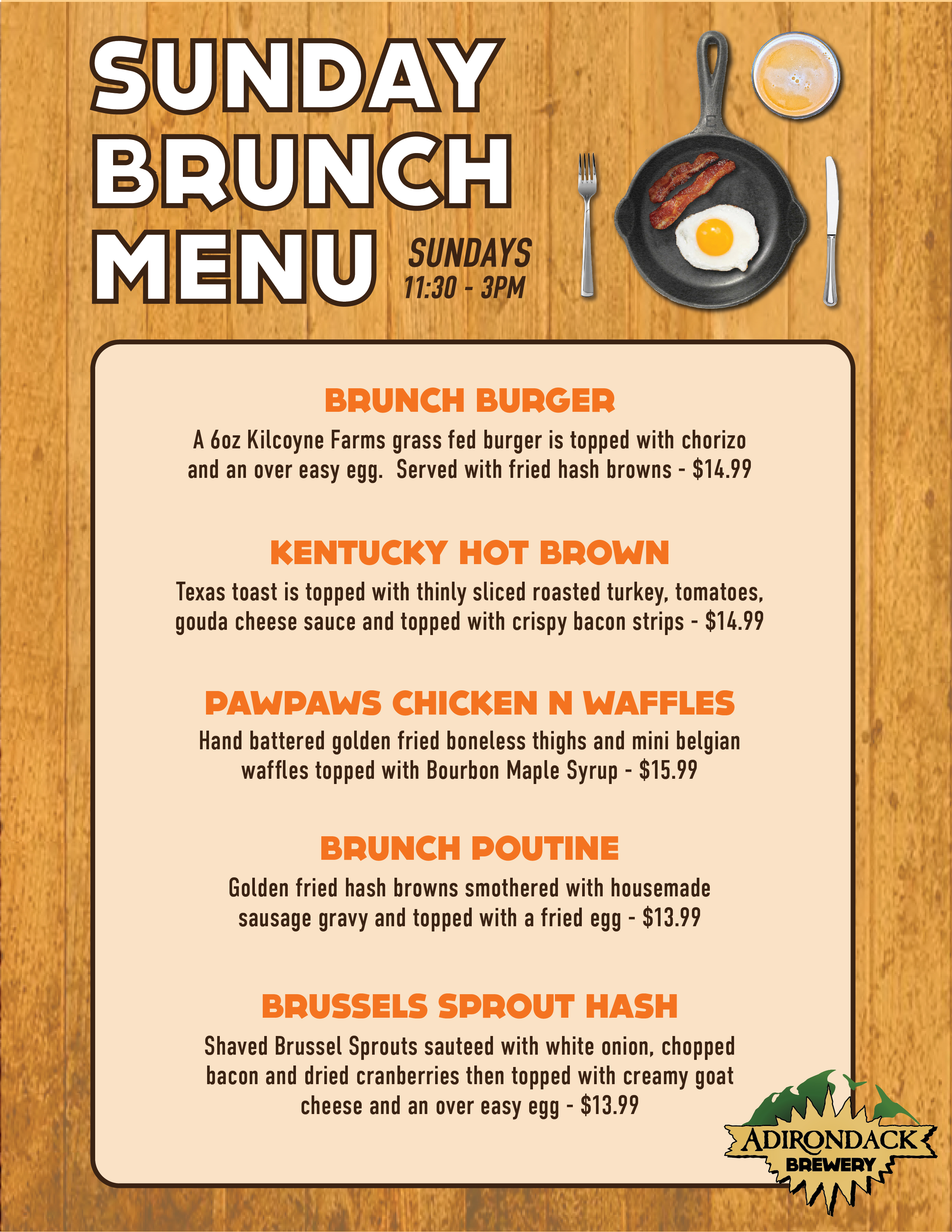 Lunch & Dinner Menu Adirondack Brewery